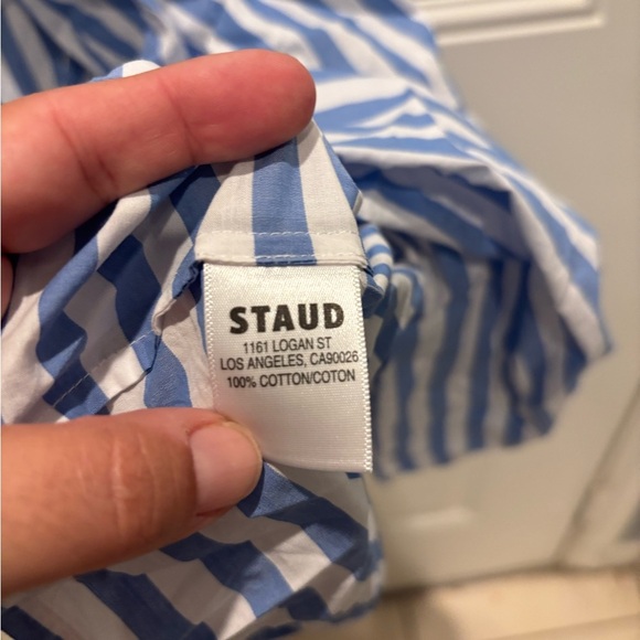 Staud Marlowe Blue and White Dress in Sea Stripe - Picture 6 of 6